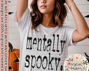 Halloween Typography Mentally Spooky Design, Funny Retro Typewriter PNG Digital Download