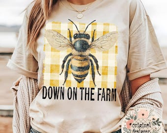 Giù nella fattoria Ape da miele Design vintage / Download digitale / File PNG / Vita in fattoria / Animale grunge