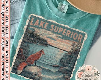 Lake Superior Stamp Design | Digital Download | PNG File | Distressed Vintage Design | Summer Vacation