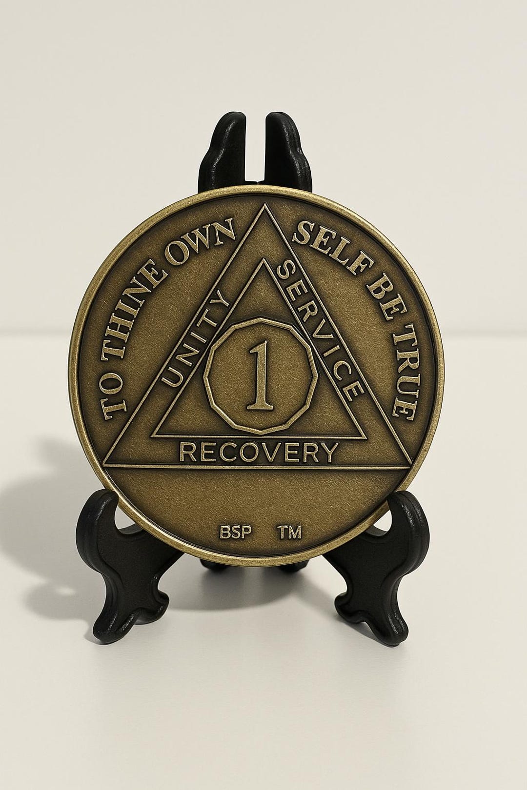 1 Year Alcoholics Anonymous AA Bronze Medallion Coin Token Chip ...