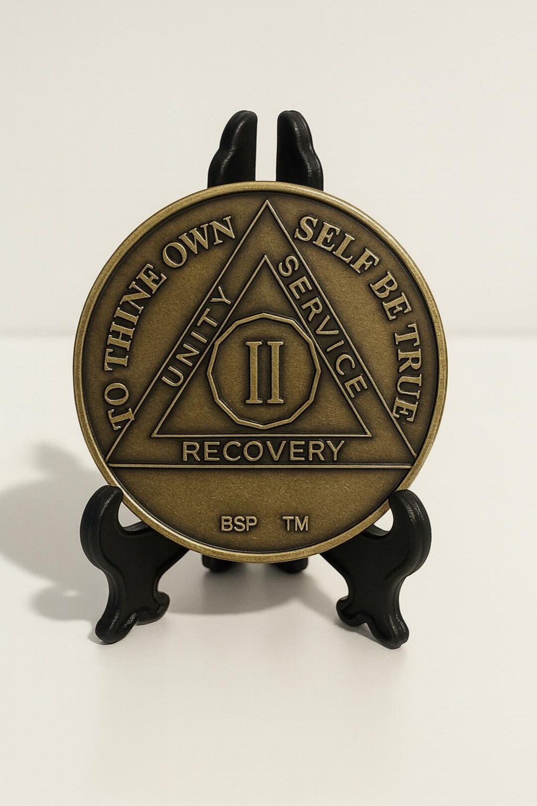 2 Year Alcoholics Anonymous AA Bronze Medallion Coin Token Chip ...