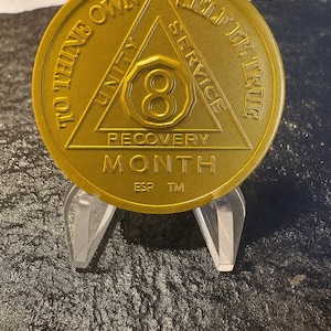 8 Month AA Recovery Medallion: Alcoholics Anonymous Coin