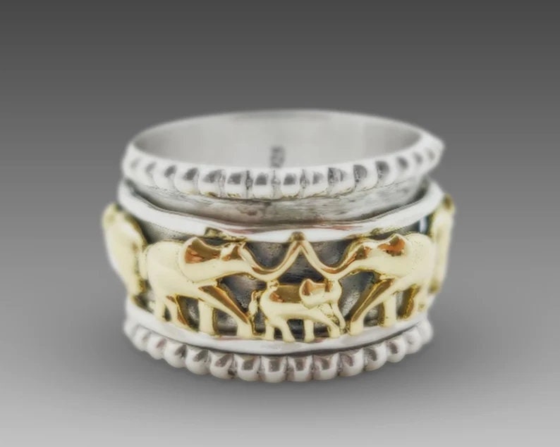 Elephant Spinner Ring for Woman's 925 Sterling Silver Baho Etsy
