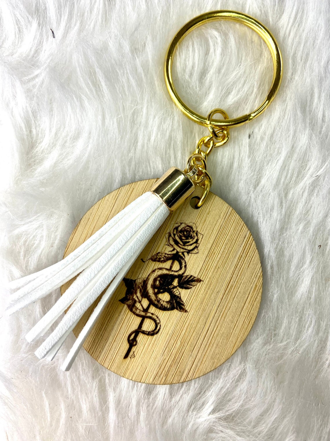 Personalised bamboo engraved keyrings Keychain Gift idea Etsy
