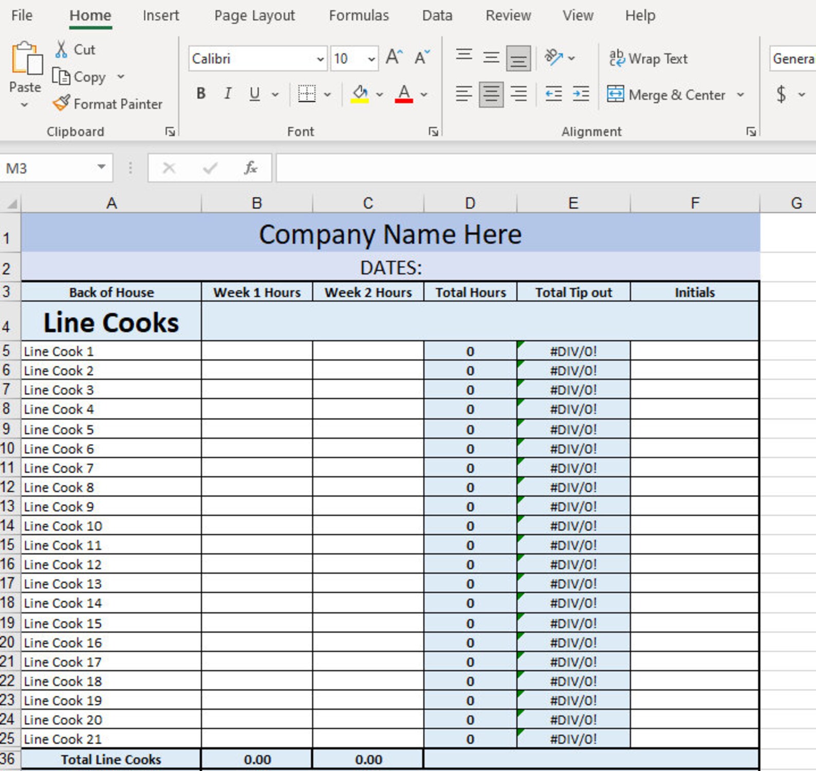 RESTAURANT TIP POOL, Instant Download for Front and Back of House