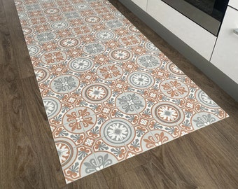 Moroccan Vinyl Rug Runner in Tile Effect Pattern for Kitchen, Hallway and Bathroom  Floors, Decorative Linoleum PVC Mat Marrakesh 