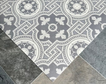 Runner Floor Mat in Grey Moroccan Tile Design For Kitchens, Bathrooms and Hallways