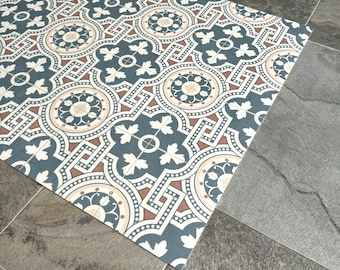 Tapete de vinilo azul con efecto mosaico marroquí para cocinas y pasillos.