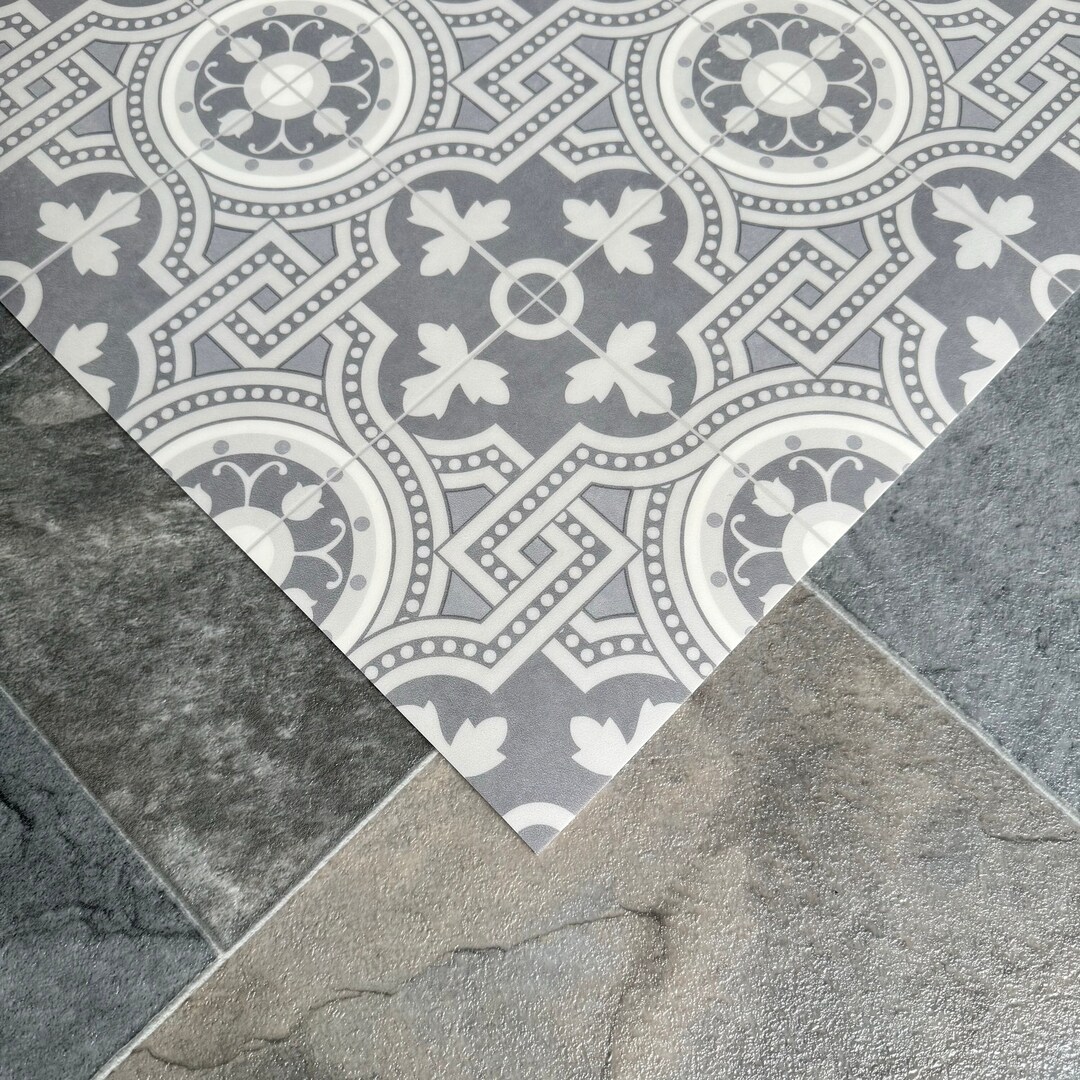 Tiling Base Mat Runner Floor Mat in Grey Moroccan Tile Design for Kitchens, Bathrooms ...