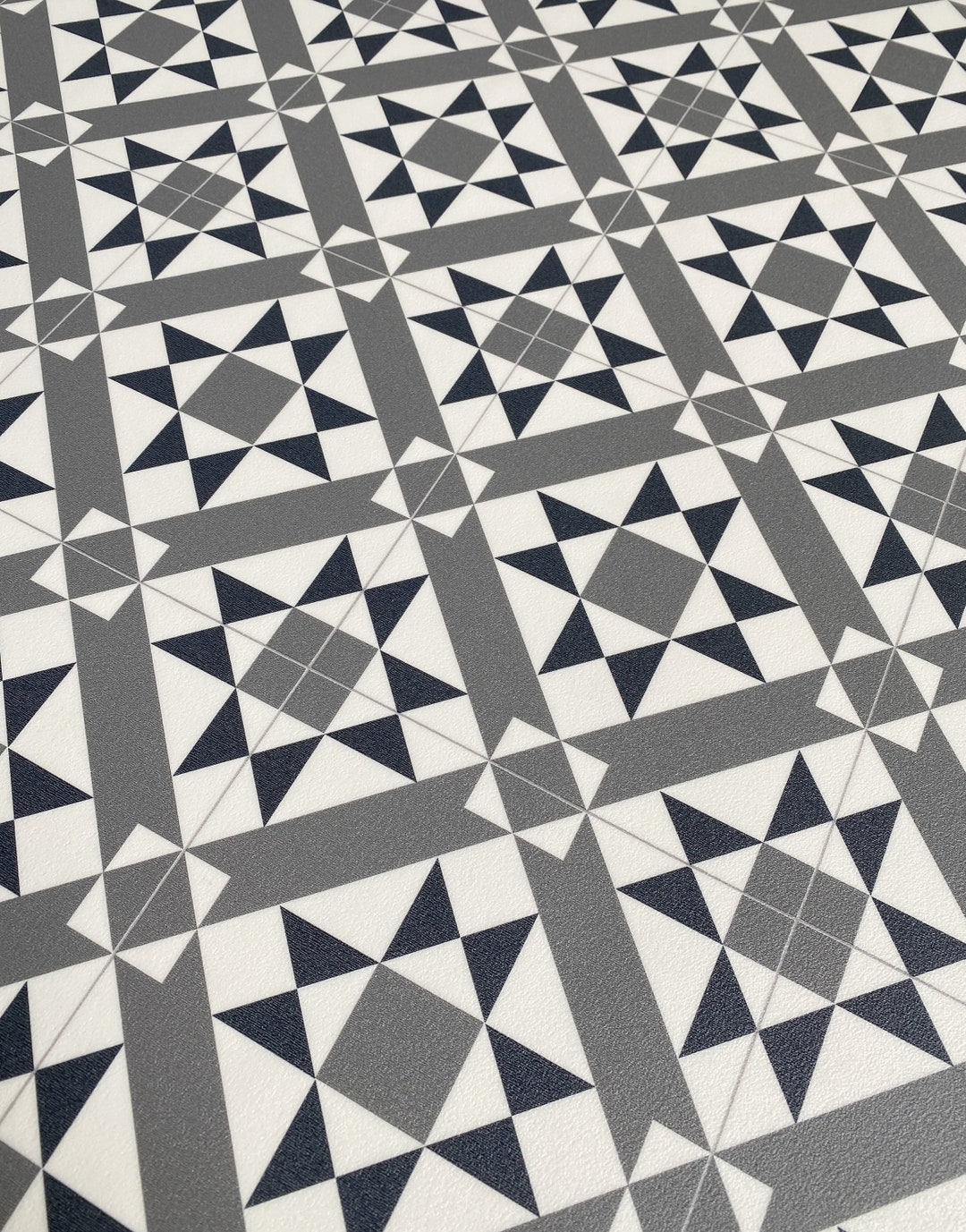 Grey Pattern Rug Mat Vinyl Area Rug in Grey Geometric Pattern, Decorative Linoleum Mat, PVC ...