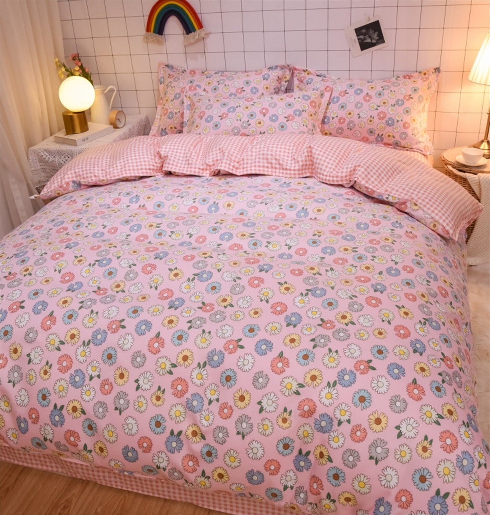 Pinky Daisy Duvet Cover Set Soft Duvet Cover Twin Full Queen 4 Etsy