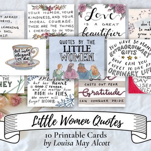 10 citazioni di Piccole Donne / Biglietti di auguri stampabili / Promemoria divertenti e incoraggianti di Louisa May Alcott / Segnalibro e regalo / Acquerello fatto a mano