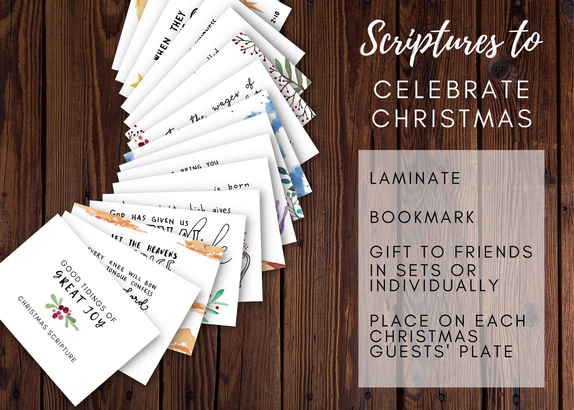 15 Christmas Bible Verses | Digital Download Printable Notecards ...