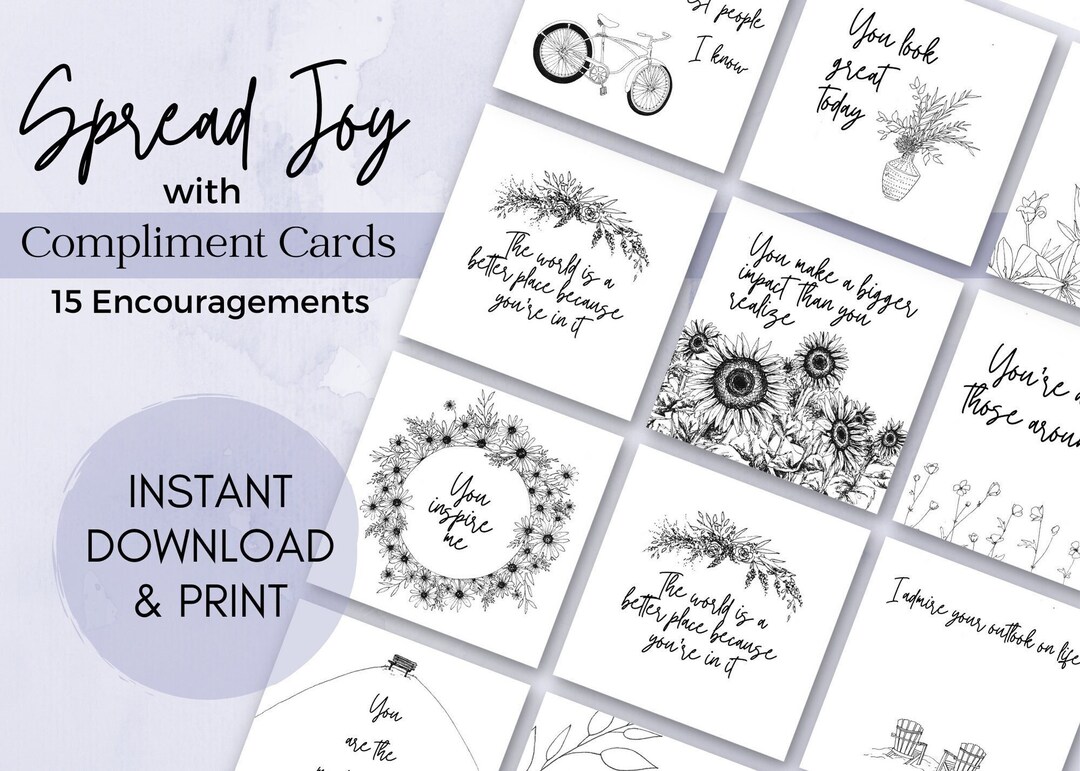 15 Encouraging Compliment Cards | Instant Download and Print ...