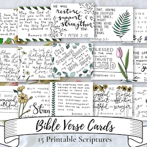 15 Hopeful Bible Verses | Digital download Printable notecards | Scripture Memorization | Bible journaling | Handmade | Christian gift