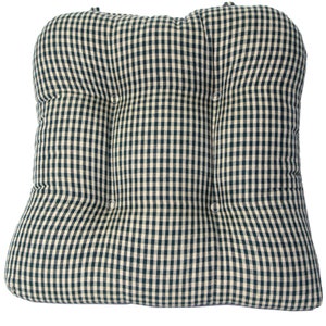 Set of 2 Premium Quality Chair Pads Tufted with a Mini Check Design & More .... Berry Green Check