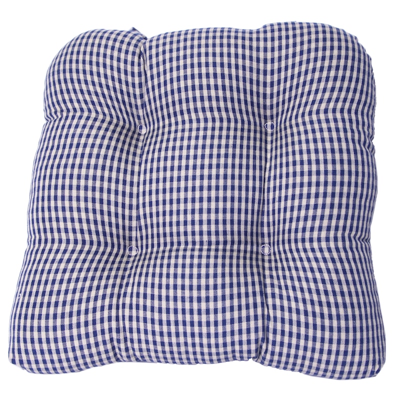 Set of 2 Premium Quality Chair Pads Tufted with a Mini Check Design & More .... Berry Navy Check