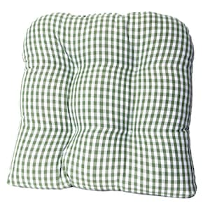 Set of 2 Premium Quality Chair Pads Tufted with a Mini Check Design & More .... Toro Green Check