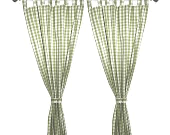 100% Cotton Tab Curtain Panel (set of 2) - 45" x 86", Toro Green