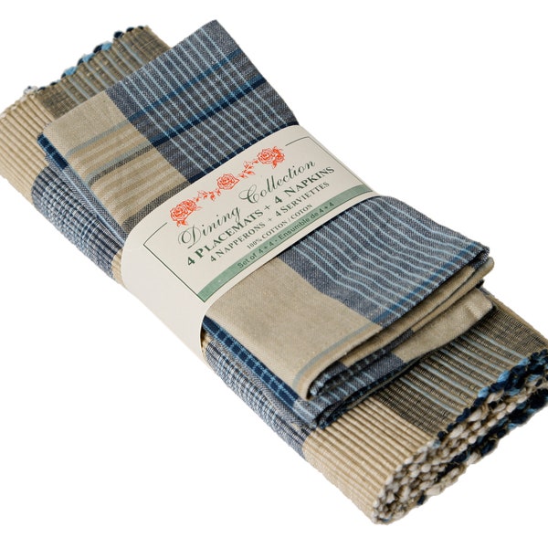 8-delige cadeauset voor placemats en servetten - Zandblauw (Koop er 2 of meer en krijg 20 procent korting)