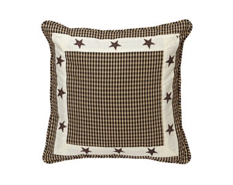 Cushion Cover with Zipper in Plaid Design and Star Border