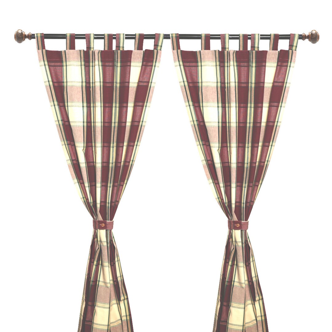 100 Cotton Tab Curtain Panel set of 2 45 X Etsy