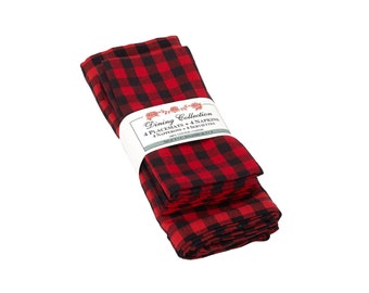 8 Piece Placemat and Napkin Gift Set - Buffalo Red Plaid (Buy 2 or more, Get 20 percent off)