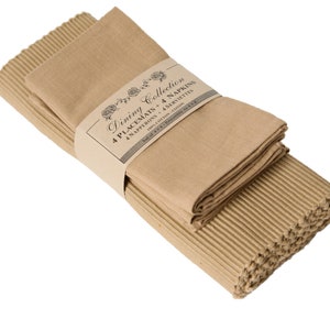 8 Piece Placemat and Napkin Gift Set in Solid Colors Buy 2 or more, Get 20 percent off Beige/Taupe