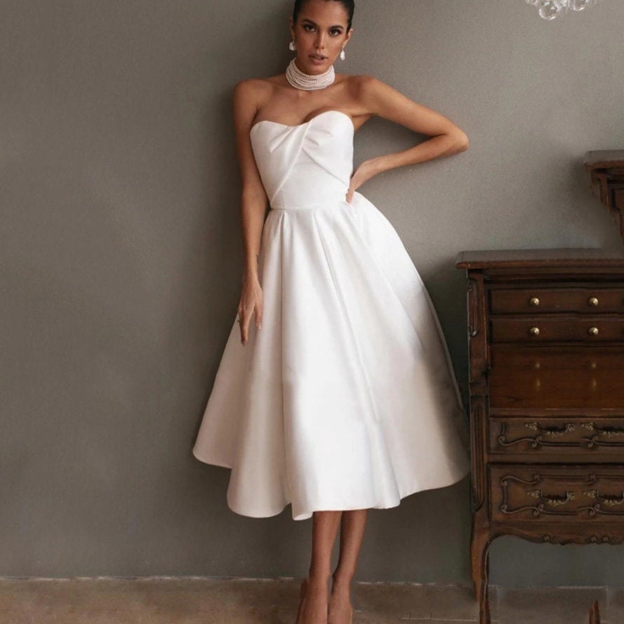 Cocktail Dress off Shoulder White Dress Mini Wedding Dress - Etsy