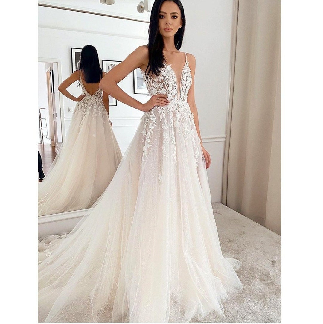 Boho Wedding Gown for Women Chiffon Wedding Dress A-line - Etsy