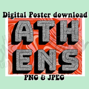 Athen Poster Download | Digitaler Download | Schlafsaal Poster | uga print | Preppy Poster | Georgia Poster | uga png | uga jpg