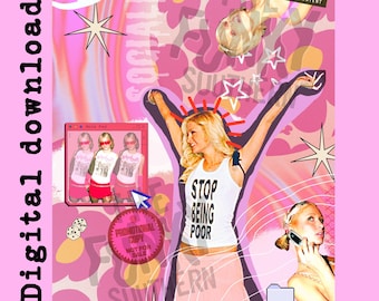 Paris Hilton Socialite Art Digital Télécharger | | de décoration imprimable Y2k | | de décor Boho PNG | | de téléchargement instantané | cadeaux Imprimer sur | de cadre Paris