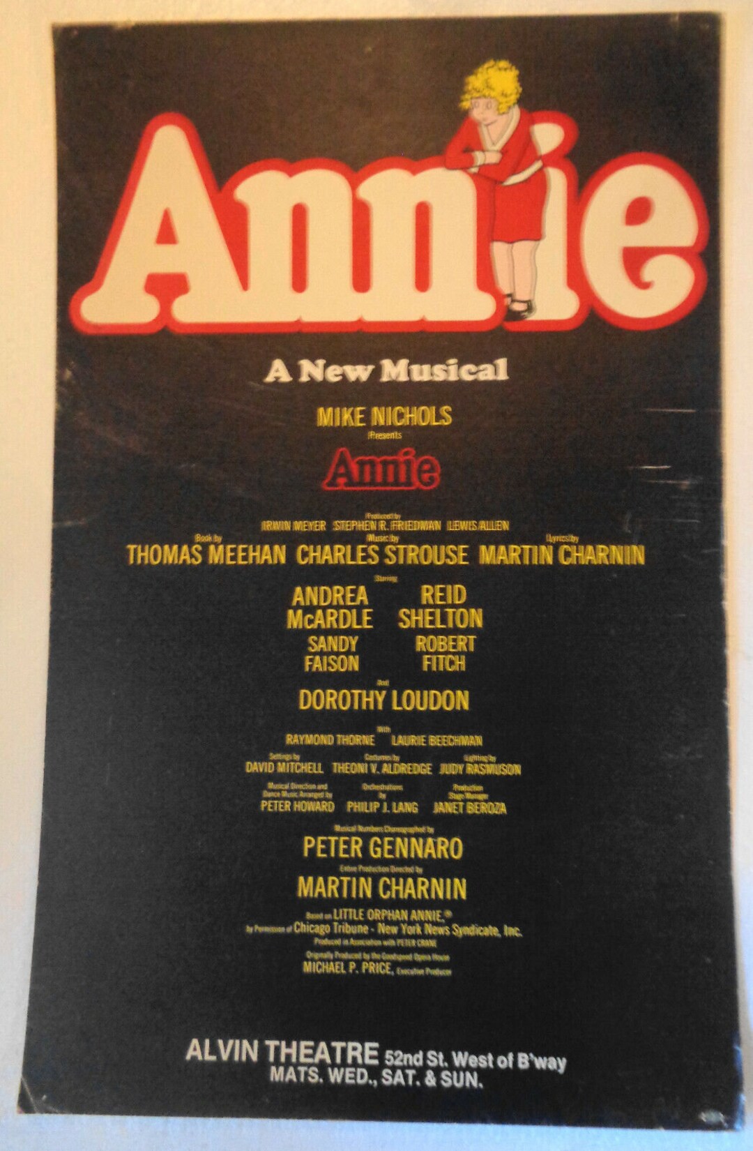 Annie Broadway Musical Window Card Poster Alvin Theatre. - Etsy