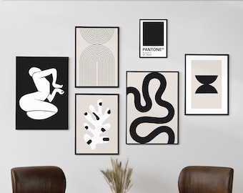 Minimalist Gallery Wall Art Set: Abstract Monochrome Prints (Digital Download)
