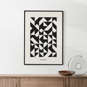 Bauhaus Geometric Art Print: Black and White Exhibition Poster (Digital Download)