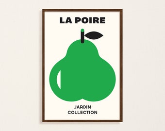La Poire Pear Print: Retro Mid Century Modern Kitchen Wall Art (Digital Download)