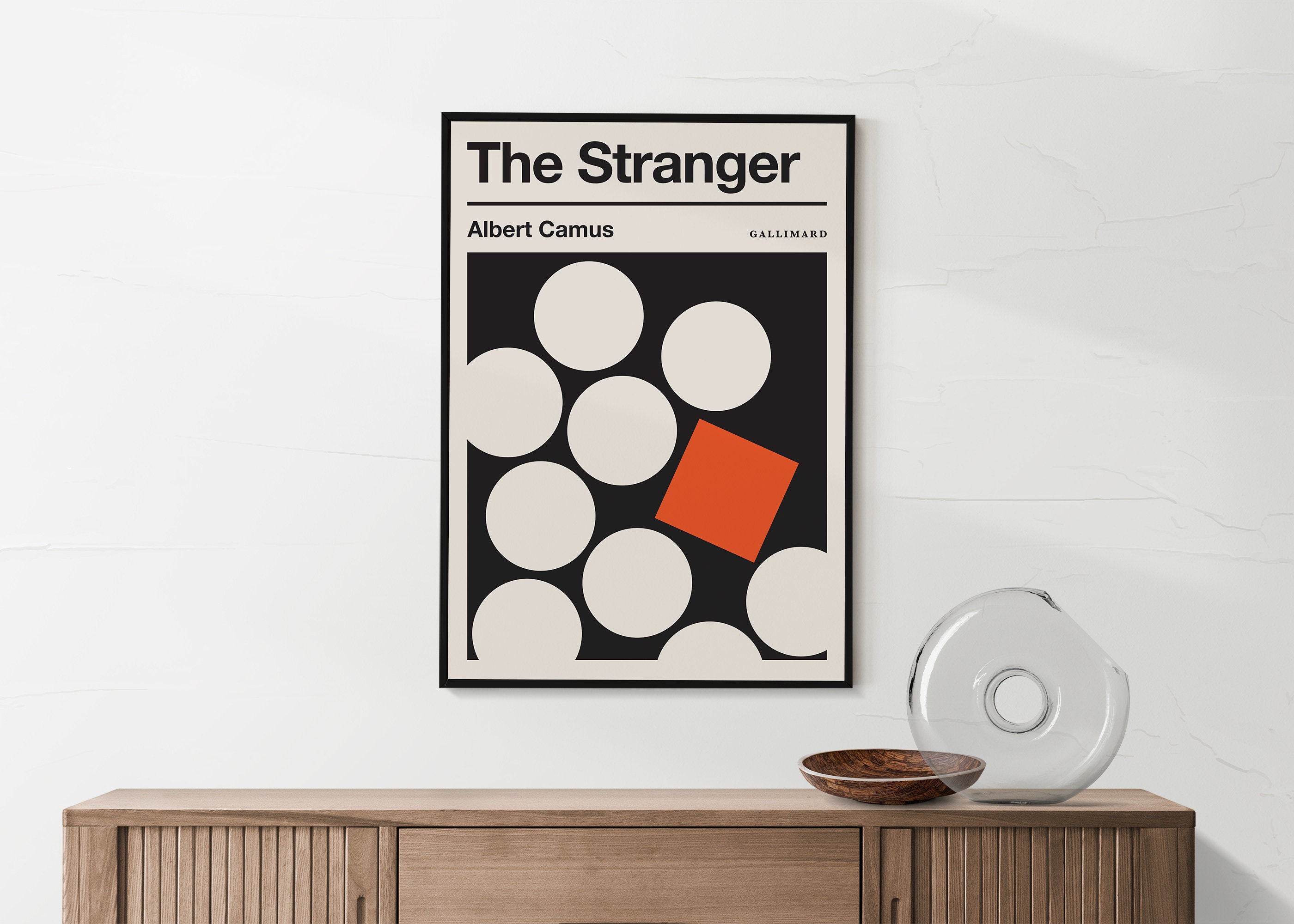 Albert Camus 'The Stranger' Book Cover Art Print: Minimalist Geometric Poster (Digital Download)