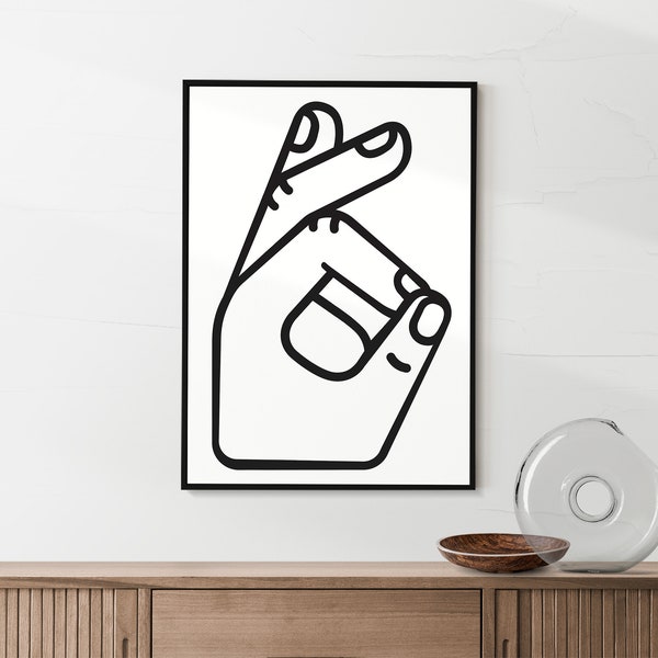 OK Hand Sign Poster, Graphic Print, Printable Wall Art, Modern Gallery Wall, Hand Gesture Art, Monochrome, Black and White, Minimal Print