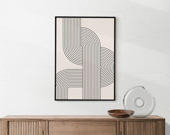 Bauhaus Line Art Print: Geometric Mid Century Modern (Digital Download)