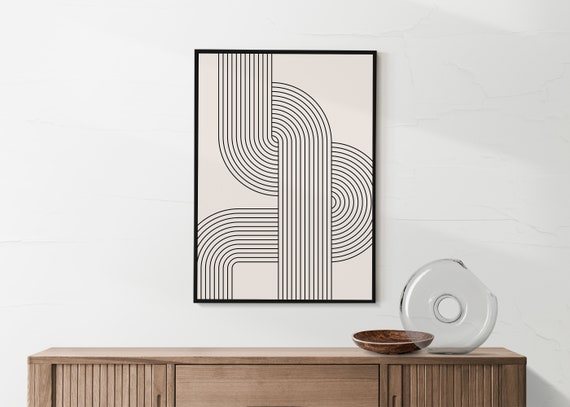 Bauhaus Line Art Print: Geometric Mid Century Modern (digital