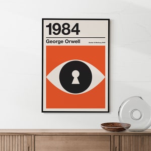 George Orwell 1984 Vintage Book Cover Art Print, Minimalist Literature Poster, Digital Download, Printable Art, Abstract Geometric Wall Art