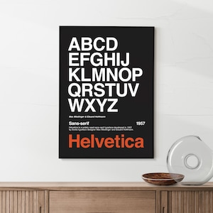 Poster tipografico Helvetica, stampa grafica, arte stampabile, download digitale, parete moderna per galleria, stampa minimalista, bianco e nero