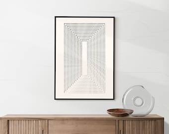 Abstract Geometric Art Print: Minimalist Black and White Gallery Poster (Digital Download)
