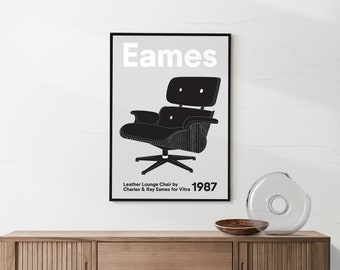 Eames Vitra Chair Print: Mid-Century Modern Black & White Art (Digital Download)