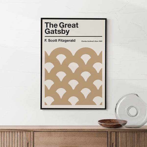 The Great Gatsby Vintage Book Cover Art Print, Minimalist Literature Poster, Digital Download, Printable Art, Abstract Geometric Wall Art