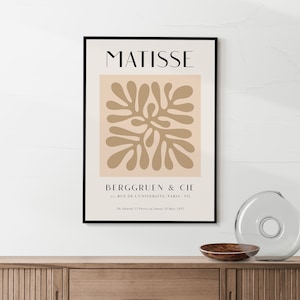 Matisse Leaf Cutout Print: Beige Minimalist Gallery Wall Art (Digital Download)