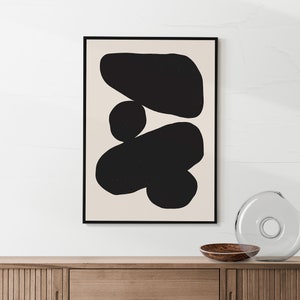Arte abstracto minimalista, póster minimalista moderno, descarga digital, arte imprimible, blanco y negro, arte mural geométrico escandinavo.