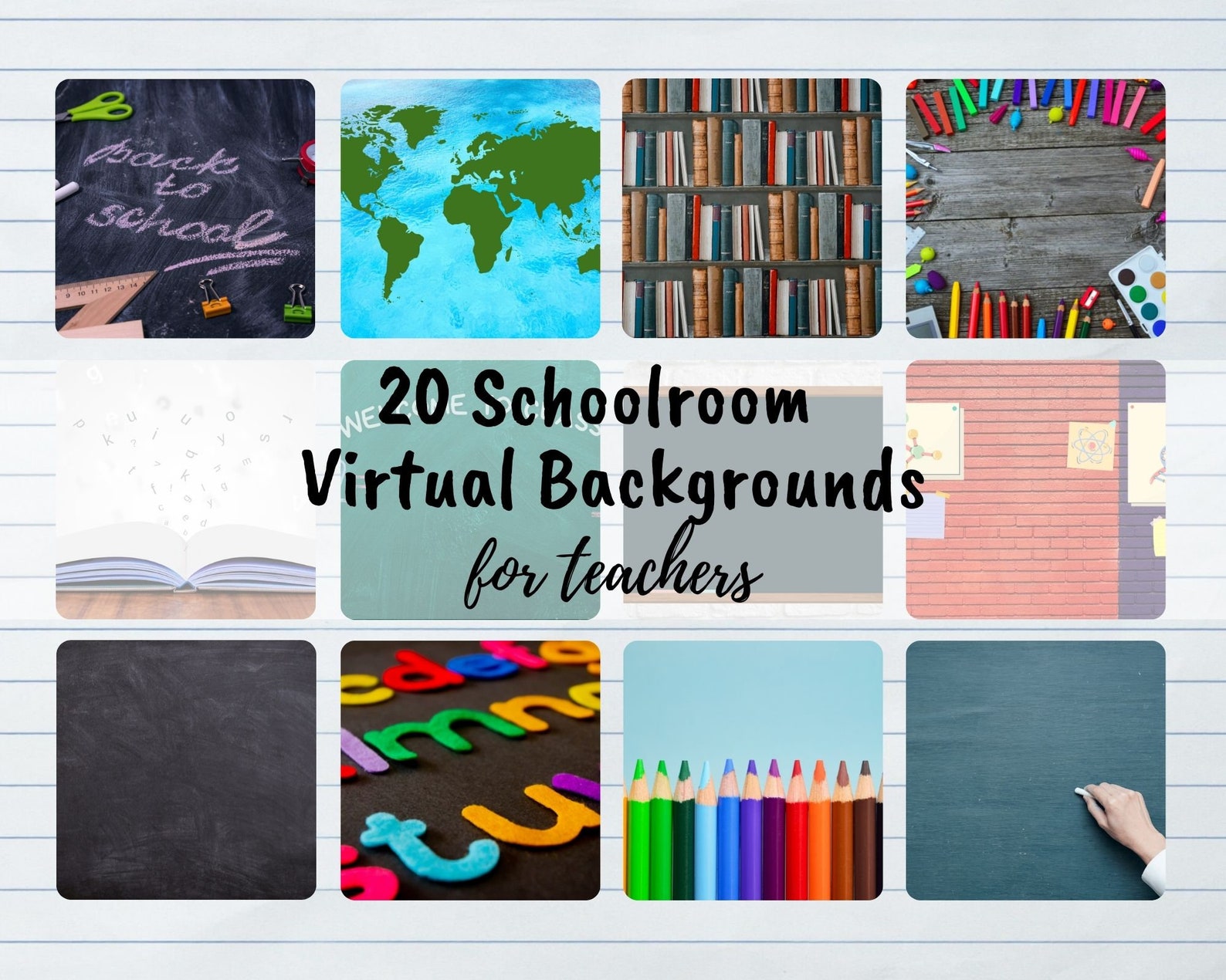 20 Virtual Classroom Zoom Backgrounds for Teachers Instant Download