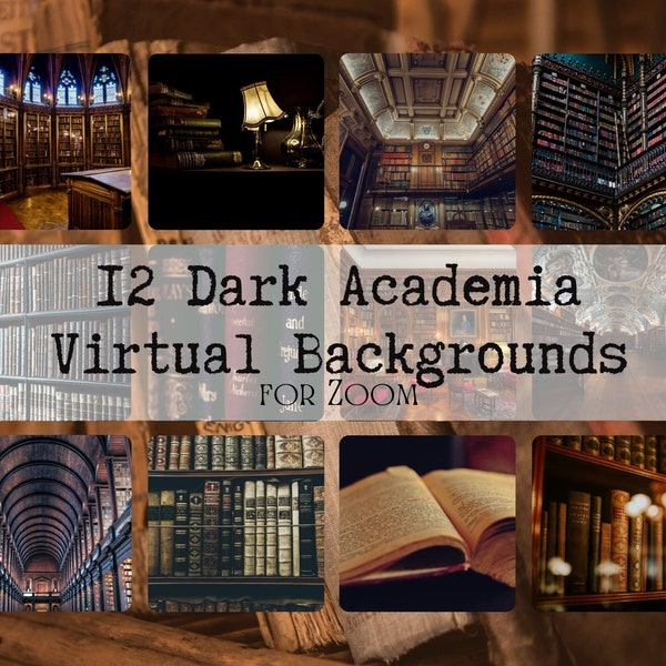 12 Vintage Library Dark Academia Victorian Atmospheric Zoom Backgrounds Instant Download 1280X720 PNG