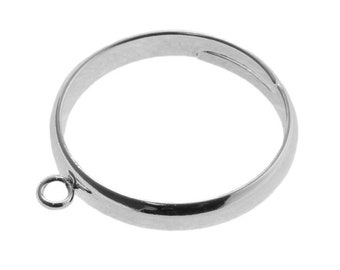 Multibuy Silver Plated Adjustable Dangle Ring Blank with Loop